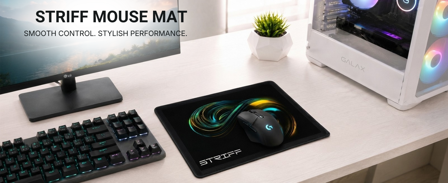 STRIFF Mpad Mouse Mat 230X190X3mm Gaming Mouse Pad, Non-Slip Rubber Base, Waterproof Surface, Premium-Textured, Compatible with Laser and Optical Mice(Universe Black)