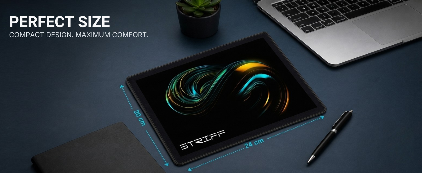 STRIFF Mpad Mouse Mat 230X190X3mm Gaming Mouse Pad, Non-Slip Rubber Base, Waterproof Surface, Premium-Textured, Compatible with Laser and Optical Mice(Universe Black)