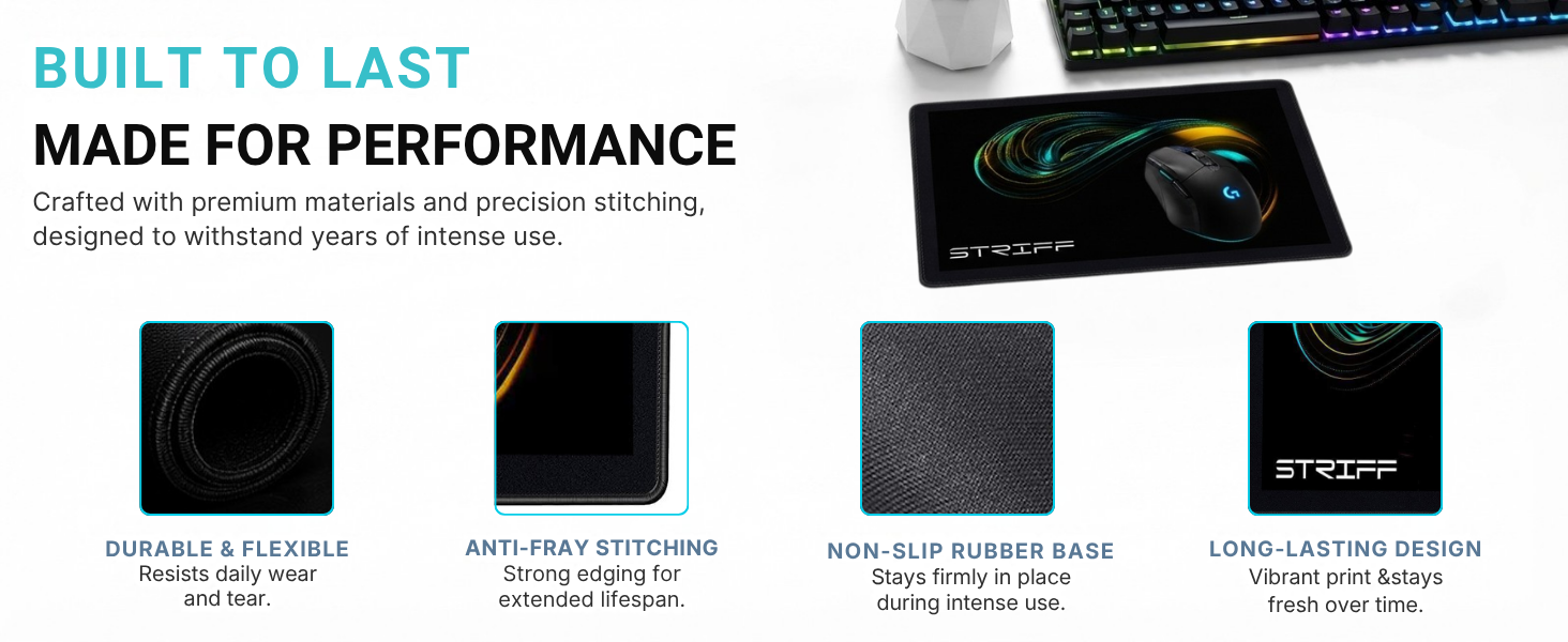 STRIFF Mpad Mouse Mat 230X190X3mm Gaming Mouse Pad, Non-Slip Rubber Base, Waterproof Surface, Premium-Textured, Compatible with Laser and Optical Mice(Universe Black)
