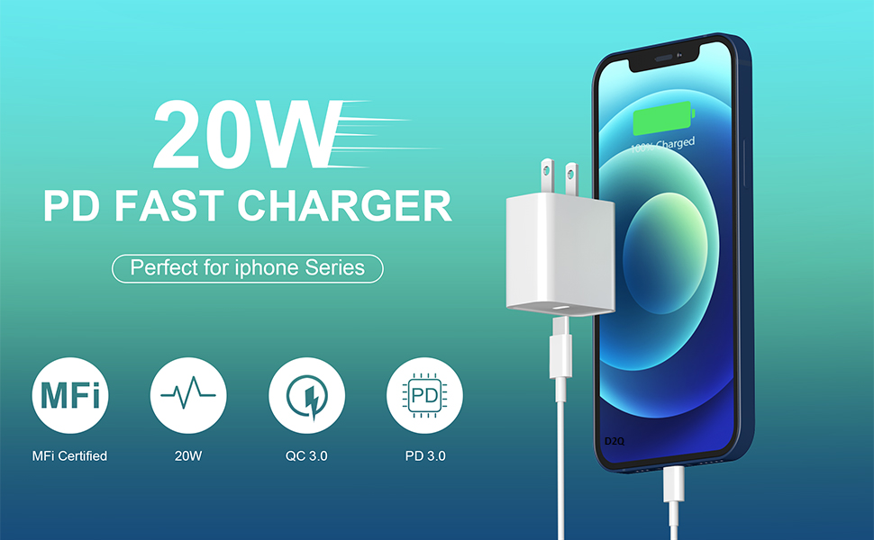 20W SuperFast Adapter Charger & Cable (Apple-MFi Certified) Compatible with iPhone 14/14Plus/14Pro/14Promax 13/13Pro/13Promax 12/12Pro/12/11/X/Xr Series (White)