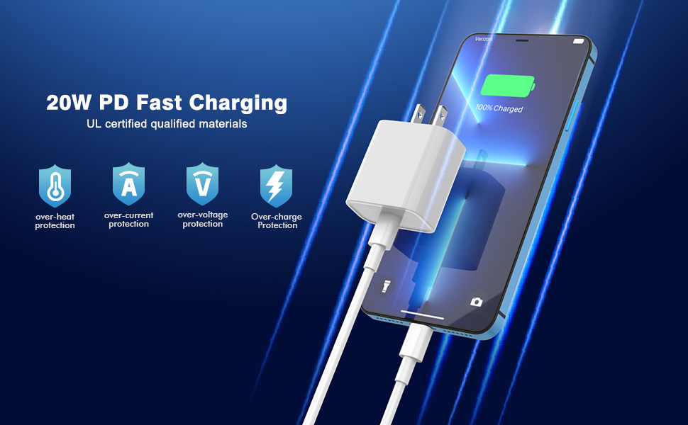 20W SuperFast Adapter Charger & Cable (Apple-MFi Certified) Compatible with iPhone 14/14Plus/14Pro/14Promax 13/13Pro/13Promax 12/12Pro/12/11/X/Xr Series (White)