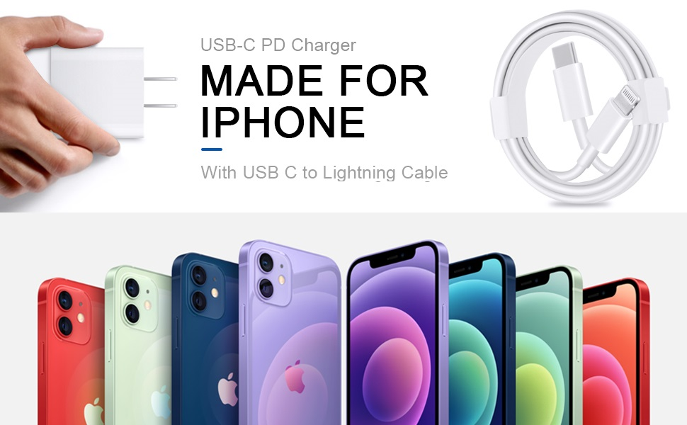 20W SuperFast Adapter Charger & Cable (Apple-MFi Certified) Compatible with iPhone 14/14Plus/14Pro/14Promax 13/13Pro/13Promax 12/12Pro/12/11/X/Xr Series (White)
