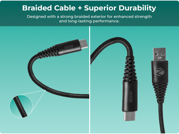 Zebronics Type-C Fast Charging Cable, Upto 480 Mbps, 36W Rapid Charge, 3A Output, Charge & Sync Data Cable, 1 Meter Length, Tangle-Free Durable Design (CU300T)