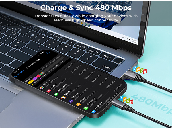 Zebronics Type-C Fast Charging Cable, Upto 480 Mbps, 36W Rapid Charge, 3A Output, Charge & Sync Data Cable, 1 Meter Length, Tangle-Free Durable Design (CU300T)