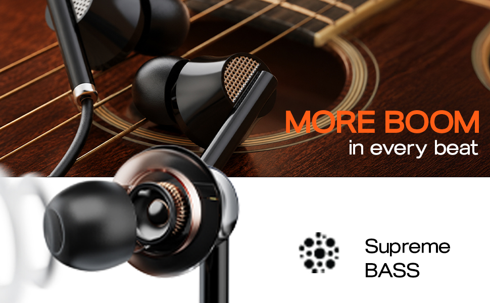 GOBOULT WiredX 250 Earphones with 3.5 mm Jack, 12mm Bass Drivers, Inline Controls, Earphones Wired Headphones with mic