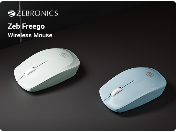 Zebronics Wireless Mouse, 2.4GHz, 3200 DPI, 3 Buttons, Comfortable & Ergonomic, USB Nano Receiver, On/Off Switch, Power-Saving Mode, Works on Most Surfaces, for Mac | Laptop | Computer (Freego, Blue)