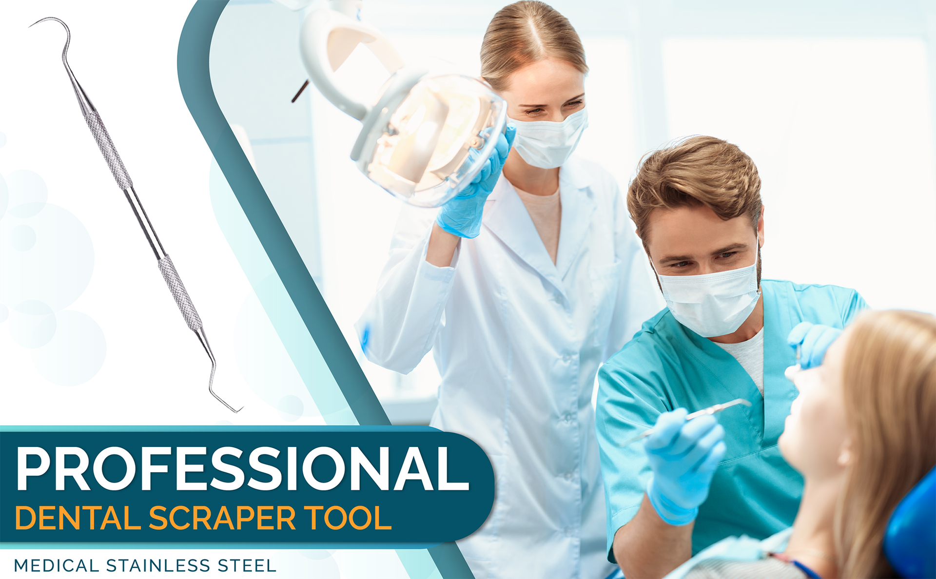 Professional Dental Scraper Tool - Dentist Pick, 3- Pack, Tarter Scraper