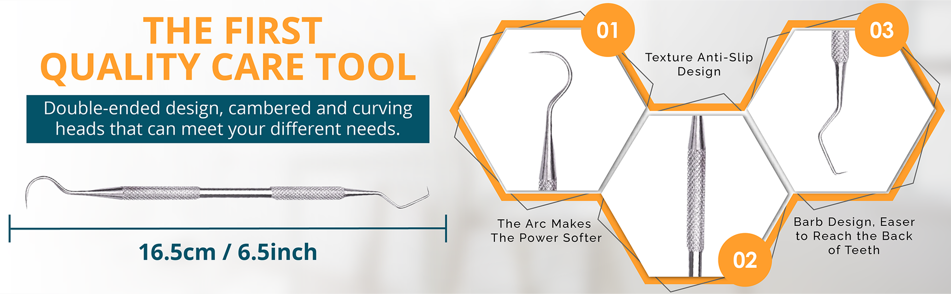 Professional Dental Scraper Tool - Dentist Pick, 3- Pack, Tarter Scraper