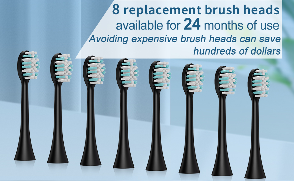 kingheroes Electric Toothbrush Set, Comes with 8 Brush Heads & Travel Case,4 Modes with 2 Minutes Built in Smart Timer, One Charge for 60 Days, 42000 VPM Motor (Black)