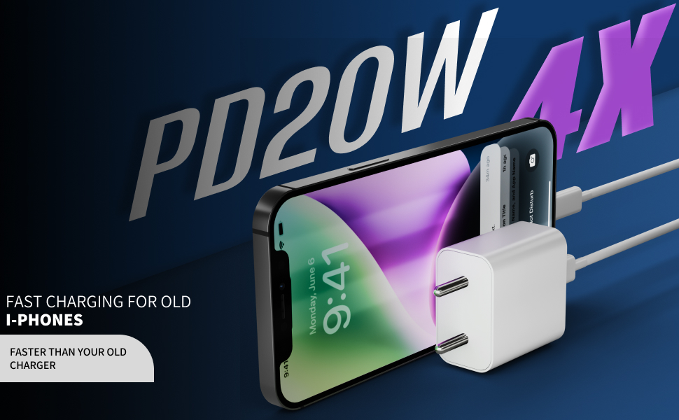 20W USB-C Charger with Type-C Cable Fast Charging for iPhone & iPad Kit
