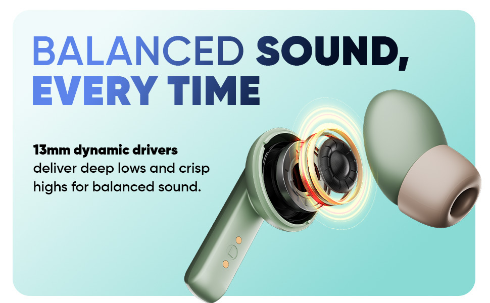 Mivi DuoPods Sync in Ear Earbuds | 60H Playtime Bluetooth Earphones Wireless | Earbuds ENC for Clear Calls | 13mm Drivers Ear Buds Wireless | Gaming Mode | BT 5.3 TWS ENC Earbuds Style | Earpods