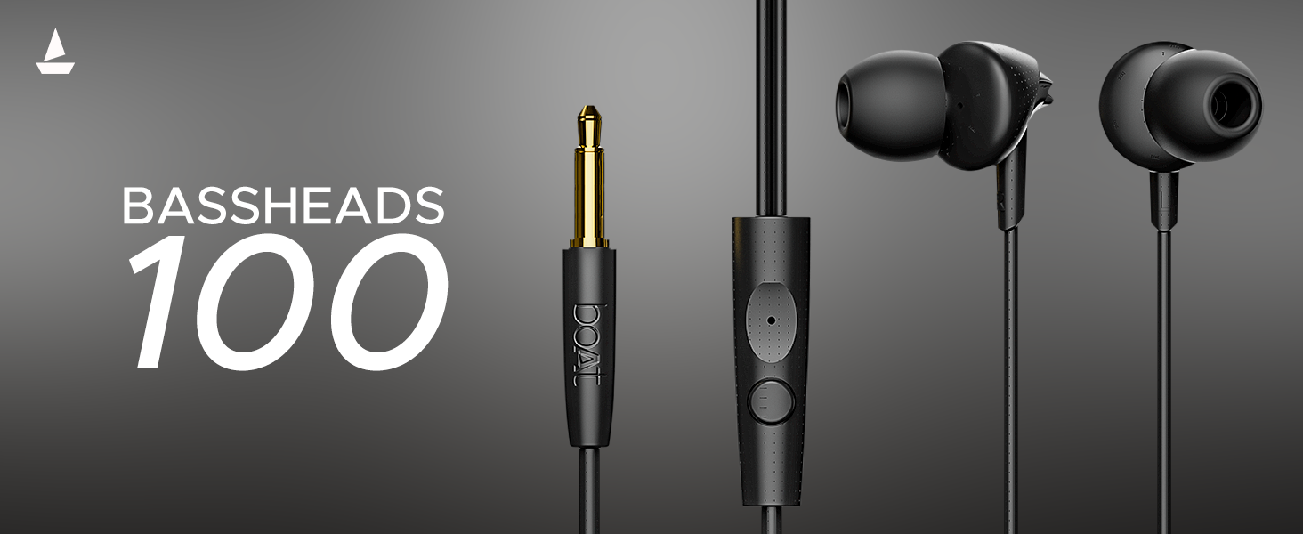boAt Bassheads 100 in Ear Wired Earphones with Mic(Black)