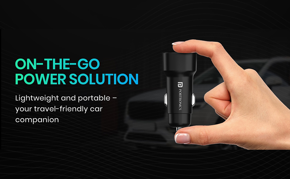 Portronics 80W Dual Output Fast Car Charger with Type-C PD & USB, LED Indicator, Charging Adapter Compatible with Cars for iPhone & Android Smartphone, Smartwatch, Earbud, Power Bank (Black)