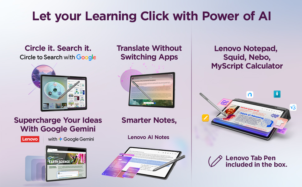 Lenovo Idea Tab Plus with Pen |Wifi + 5G|12.1" 2.5K Display, 800nits Peak Brightness|12GB RAM + 256GB ROM (Expandable upto 2TB)|MediaTek Dimensity 6400| 10200mAh|4 Speakers with Dolby Atmos| Luna Grey
