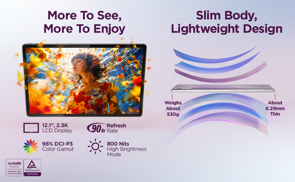 Lenovo Idea Tab Plus with Pen |Wifi + 5G|12.1" 2.5K Display, 800nits Peak Brightness|12GB RAM + 256GB ROM (Expandable upto 2TB)|MediaTek Dimensity 6400| 10200mAh|4 Speakers with Dolby Atmos| Luna Grey