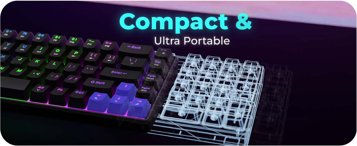 EvoFox Katana S Mini Wired Mechanical Keyboard | Hot-Swappable Silent Red Switches | 68-Key Compact Layout | Vivid Rainbow Backlighting | 1000Hz Polling Rate, All Keys Anti-Ghosting (White)