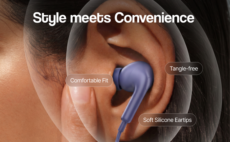 Ambrane Type C Wired Earphones with inbuilt Mic, Strong Bass Audio, Clear Calls, Tangle Free Cable, in Line Controls, Wide Compatibility, 1.2m Long Cable, 10mm Drivers (Stringz 05, White)