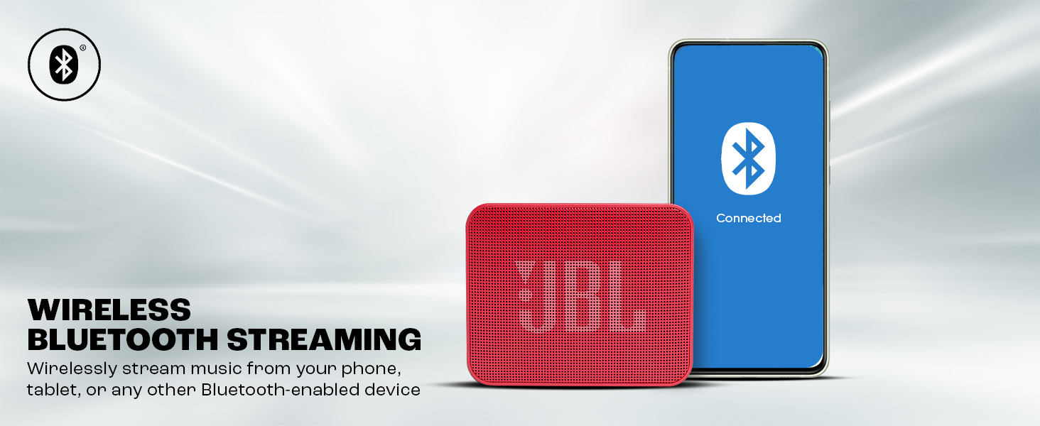JBL Go Essential with Rich Bass, Wireless Ultra Portable Bluetooth Speaker, Vibrant Colors, Waterproof, Type C (Without Mic, Red)