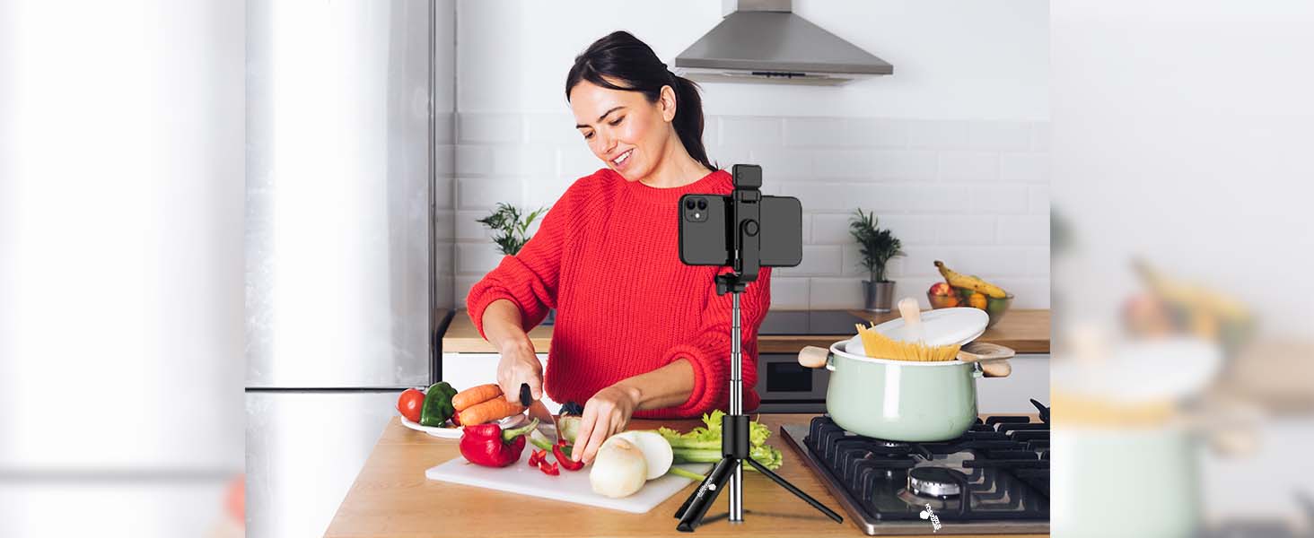 Kratos 28 Inch Selfie Stick Tripod Stand with Light, 3-in-1 Multifunctional Design, Rechargeable LED Light with Two Brightness Levels with Bluetooth Remote for Makeup, Selfie & Photoshoot
