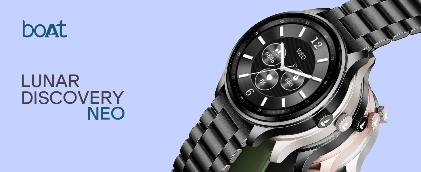 boAt Lunar Discovery Neo, 1.39" (3.5 cm) Round HD Display, Premium Metallic Finish, Animated Watchfaces, 100+ Sports Mode, Bluetooth Calling, Smart Watch for Men & Women (Cherry Blossom)