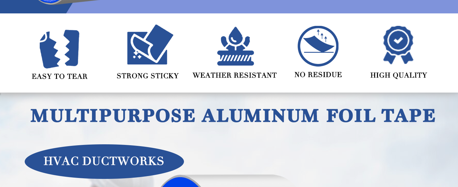 Aluminum Foil Tape, 3in x 65ft 3.9Mil, Heavy Duty HVAC Tape