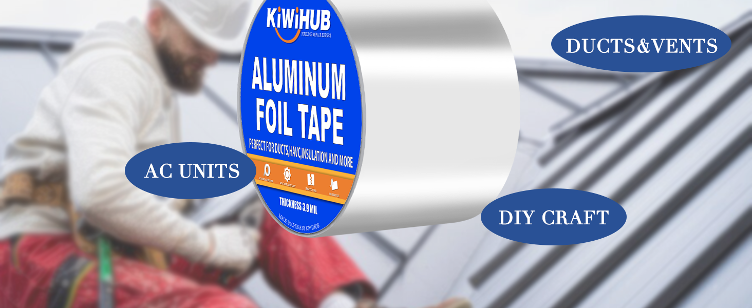 Aluminum Foil Tape, 3in x 65ft 3.9Mil, Heavy Duty HVAC Tape