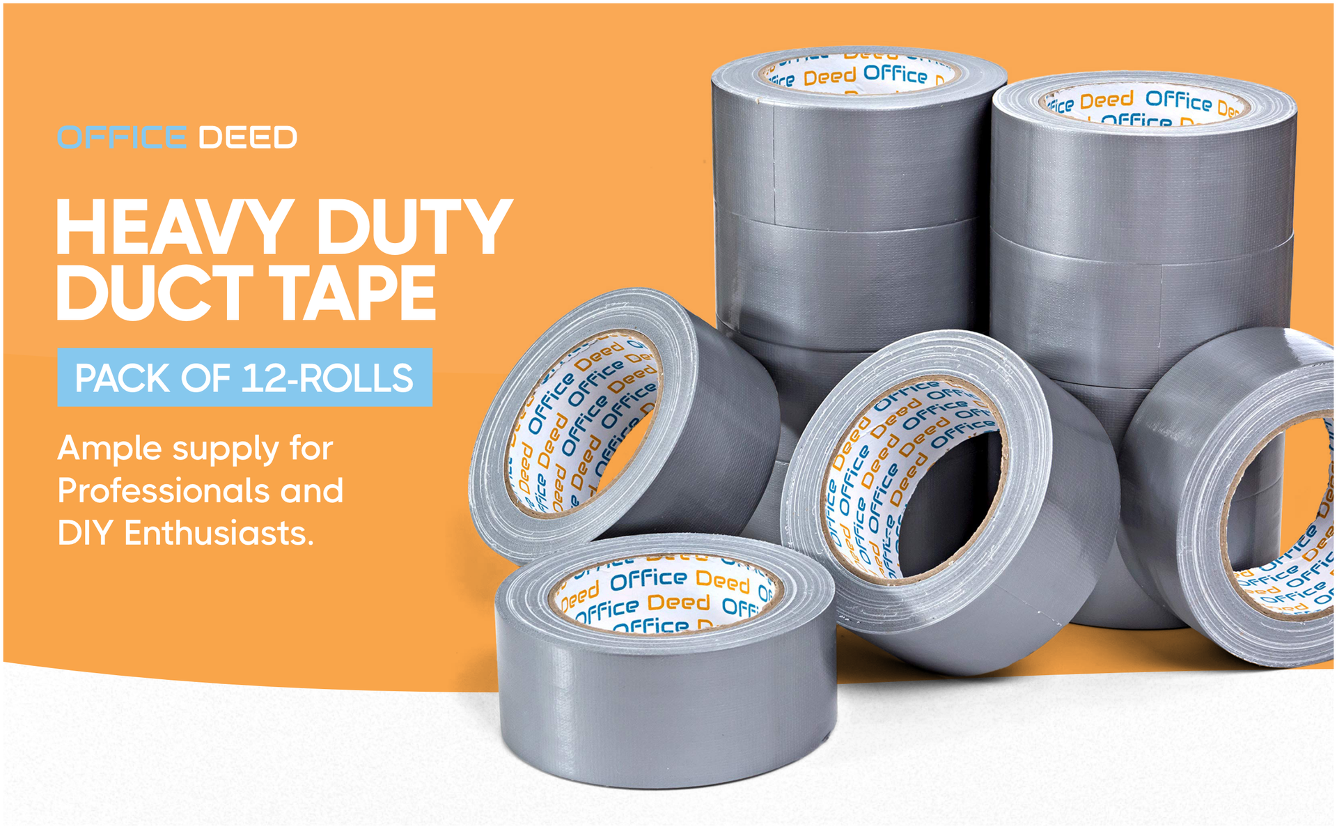 12 Pack Duct Tape Heavy Duty Waterproof, Bulk Silver Tape 30 Yards x 2 Inch