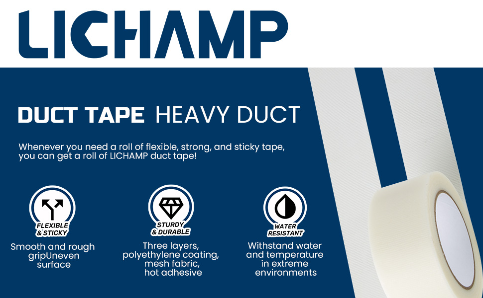 Lichamp Clear Duct Tapes Heavy Duty, Waterproof No Residue Clear Duct Tape for Packaging Taping Sealing Repairing Tying, Thick & Wide Tape for DIY or Commercial Use, 2 inches x 25 Yards