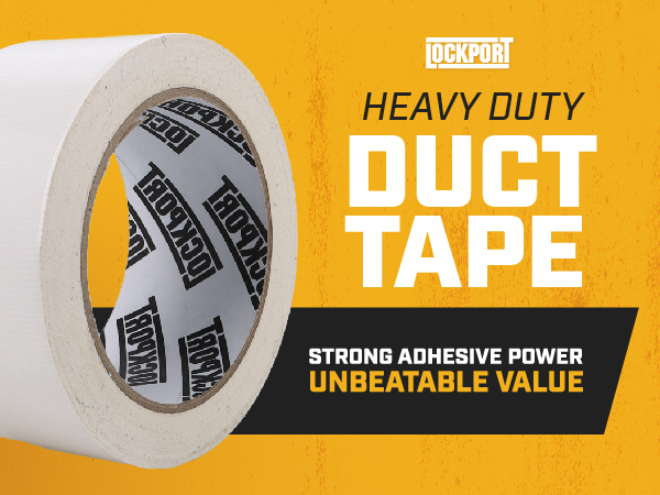 Lockport Duct Tape Heavy Duty Waterproof,20 Yards x 2 Inch,Strong Adhesive Roll for Indoor & Outdoor Repair,No Residue,Tear by Hand - Duct Tape Bulk Value (White, 6-Pack)