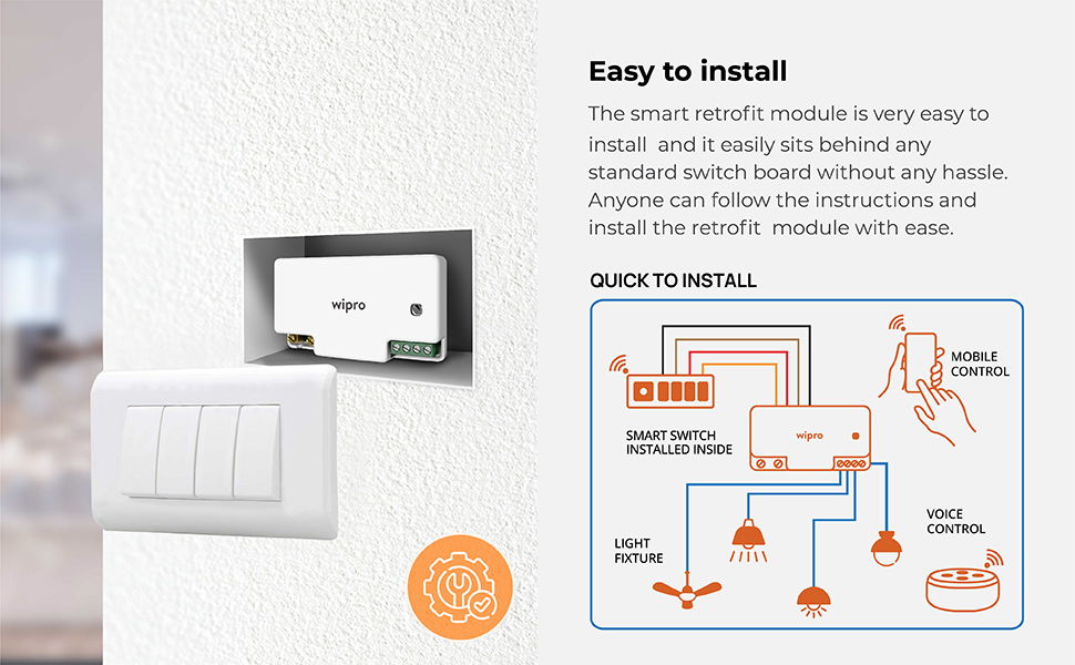 Wipro Smart Switch Module, 4 Switch Control Compatible with Alexa & Home (Pack of 1,White)