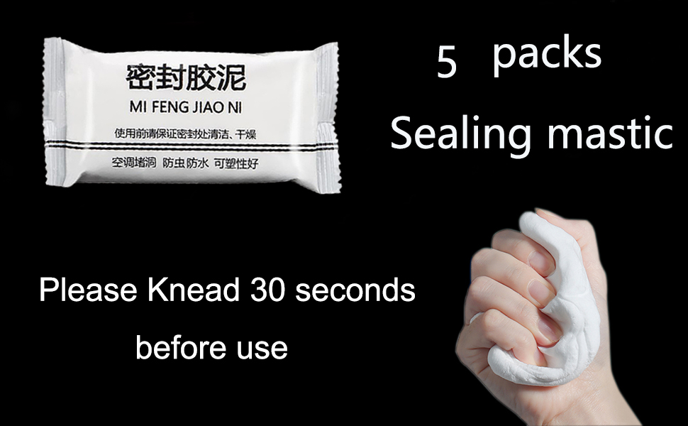 5-Pack White Seal Putty Waterproof Duct Seal Repair Sealing Clay, Quick Mending Mud for Drain Connection,Air Conditioning Hole, Wall Hole