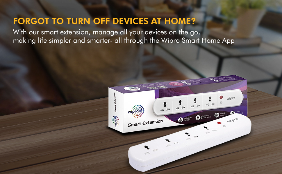 Wipro Smart Wi-Fi USB Extension Board with 3 Universal Socket & 3 USB| Voice control with Alexa and Asst| Energy Monitoring Feature for Connected Device | Schedule ON/OFF (Pack of 1, White)
