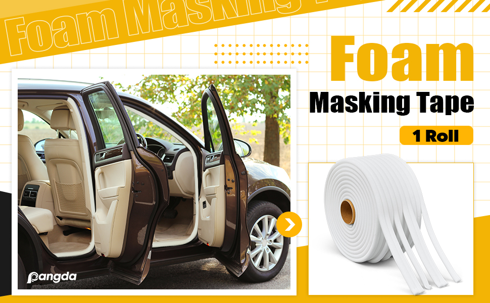 Pangda 1 Roll Soft Edge Foam Masking Tape, 1/2 Inch X 54 Yards, White