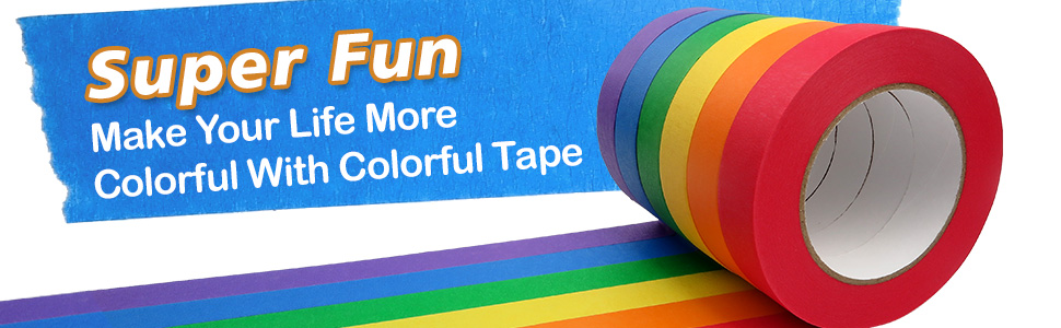 Colored Masking Tape, 1 in x 55 yd, 6 Rolls