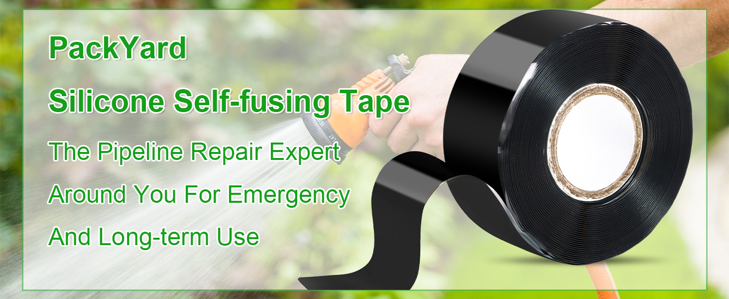 Self Fusing Silicone Tape 1 in x 16.4' Black Waterproof Rubber Leak Proof Sealing Silicone Rubber Self-amalgamating Tape for Emergency Hot and Cold Water Pipe Repairs and Tool Fixation