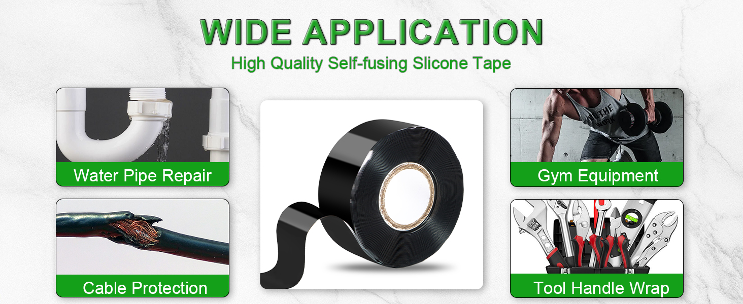 Self Fusing Silicone Tape 1 in x 16.4' Black Waterproof Rubber Leak Proof Sealing Silicone Rubber Self-amalgamating Tape for Emergency Hot and Cold Water Pipe Repairs and Tool Fixation