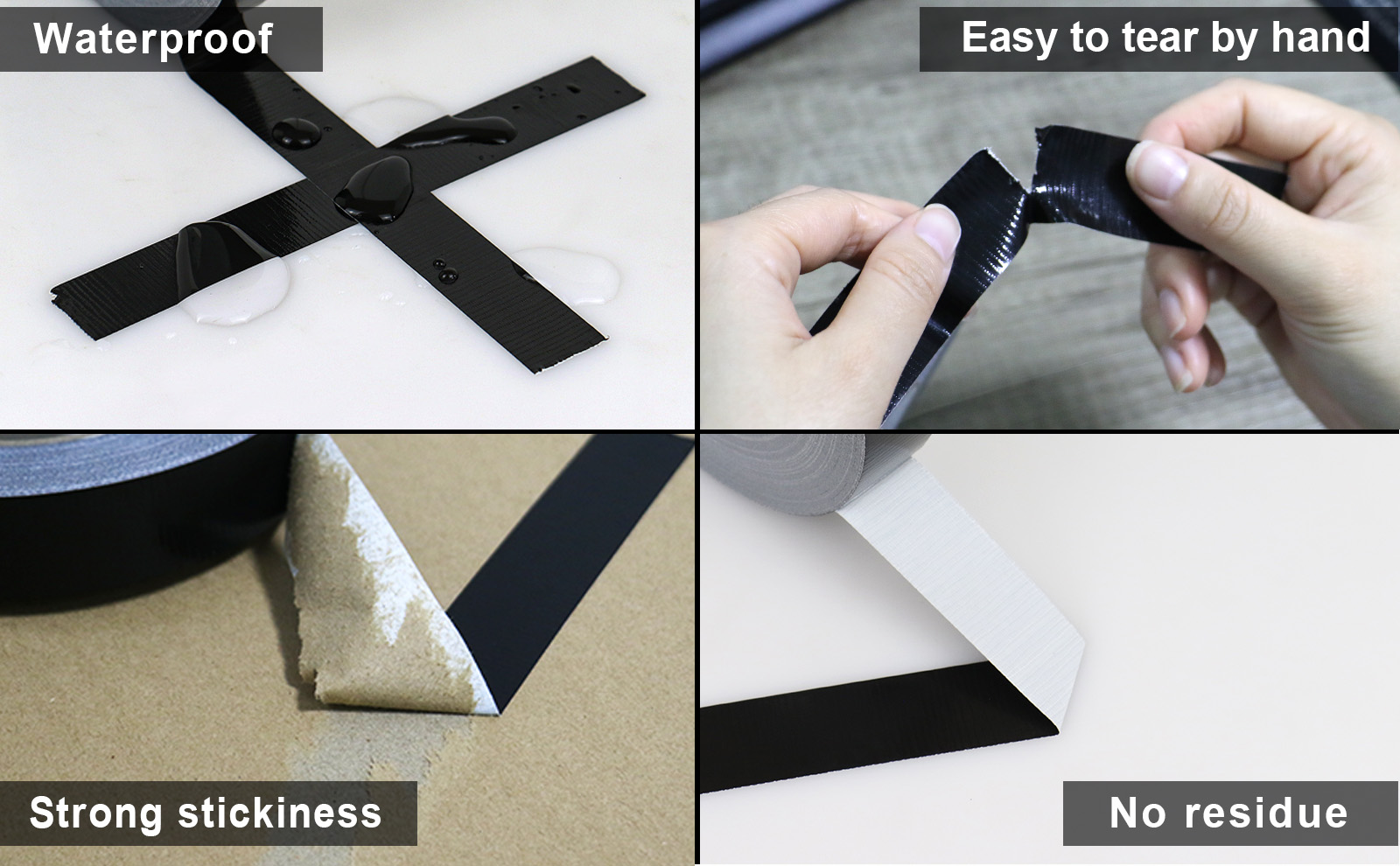 JIALAI HOME Black Duct Tape, 1 inch x 60 yds, HeavyDuty, Flexible, No Residue, All-Weather Waterproof Tape, UV Resistant for Crafts & Home Improvement