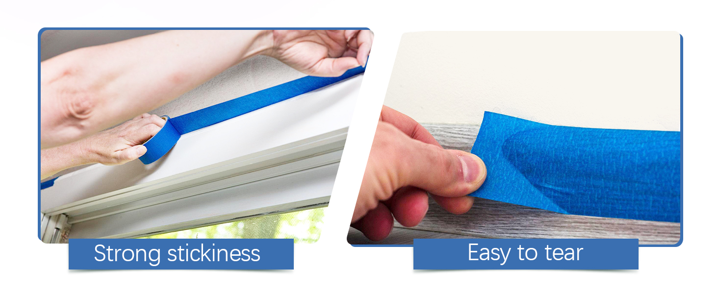 Lzerking Premium Blue Tape 12 Rolls 1.88 inches x 55 Yards, Painters Tape, Masking Tape for Purpose Wall Painting, Home Improvement (Totaling 660 Yards)