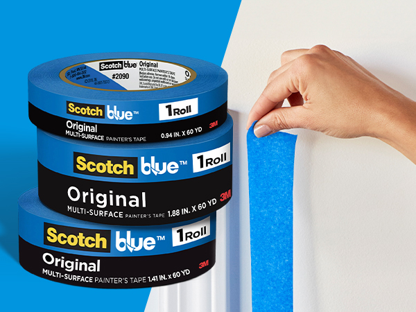 Scotch Painter's Tape 1.41 inches Original Multi-Surface Painter's Tape, x 60 yards (360 yards total), 2090, 6 Rolls, Blue, 6 Foot