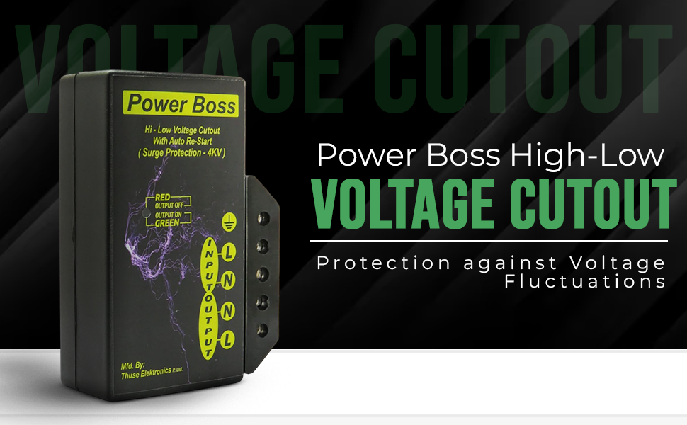 Power Boss Home Protector 28A (High Low Voltage Cutout with auto-Restart with Surge Protection up to 4KV)