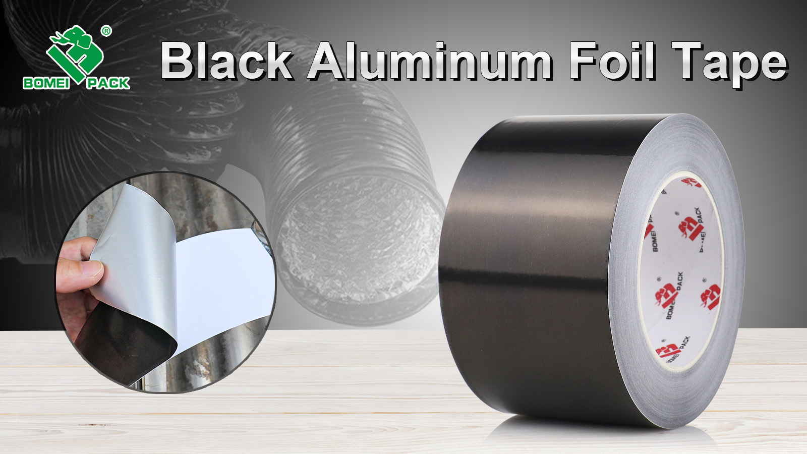 BOMEI PACK Black Aluminum Tape,3 Inch x 55 Yards,Black Foil Tape HVAC Sealing & Patching Hot Cold Air Duct Tape Aluminum Foil Tape for Pipe, Metal Repair, HVAC, Air Ducts, Insulation (3 Inch)