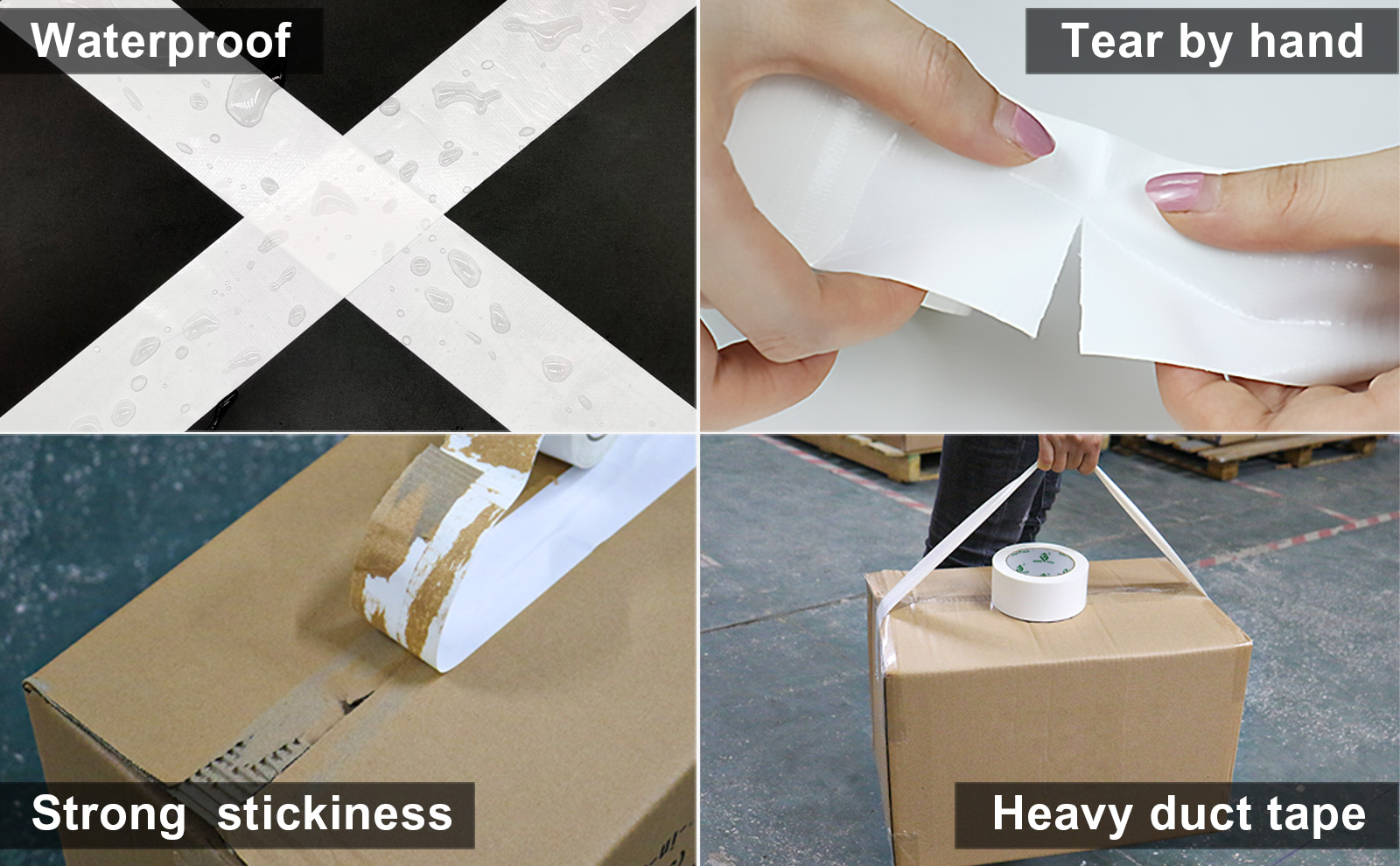 BOMEI PACK White Duct Tape Heavy-Duty Water Proof,2.5 inches x 60 Yards (179 ft), 9 Mil, Strong Adhesive Duct Tape Industrial Grade, Easy Tear by Hands, UV Resistant for Crafts & Home Improvement