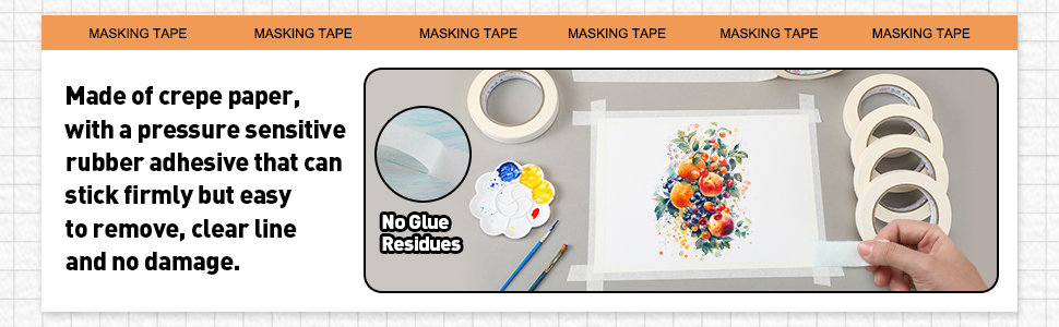 Leelosp 25 Rolls Beige Masking Tape 3/4 Inch X 55 Yards for Craft Paint