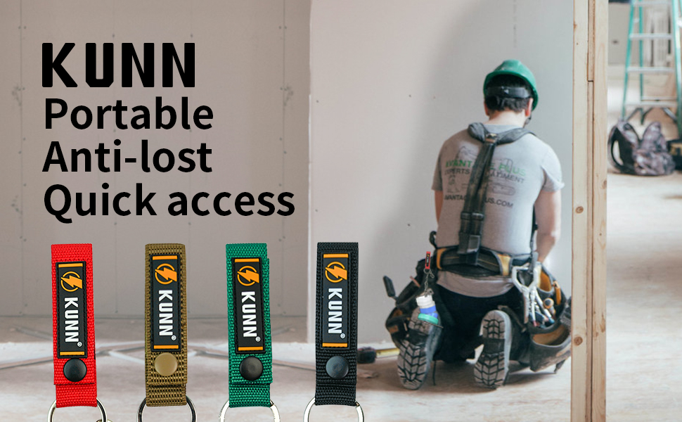 KUNN Electrical Tape Holder, Dual-Use Thong, Enhanced Fast Holder Chain for Tool Belt With Keyring, Snap Loop and Button