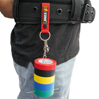 KUNN Electrical Tape Holder, Dual-Use Thong, Enhanced Fast Holder Chain for Tool Belt With Keyring, Snap Loop and Button
