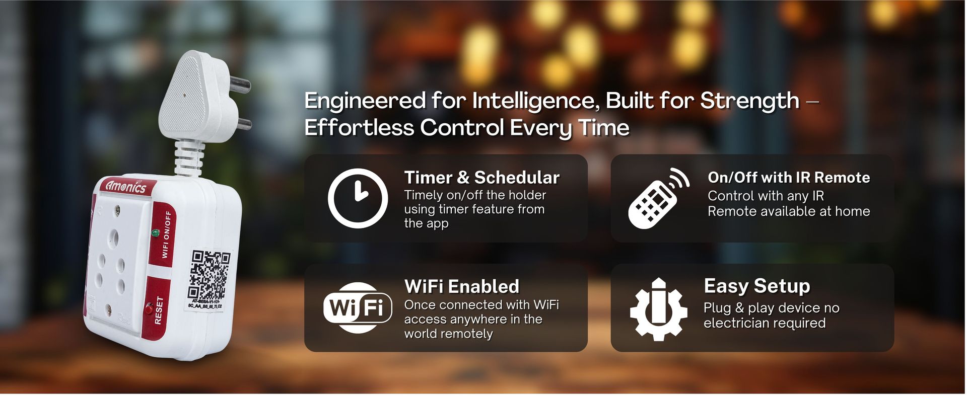 Smart Plug 6amp, WiFi Enabled, Timer Function, IR Remote Compatible, App Control, 6A/1000W Max Load, White