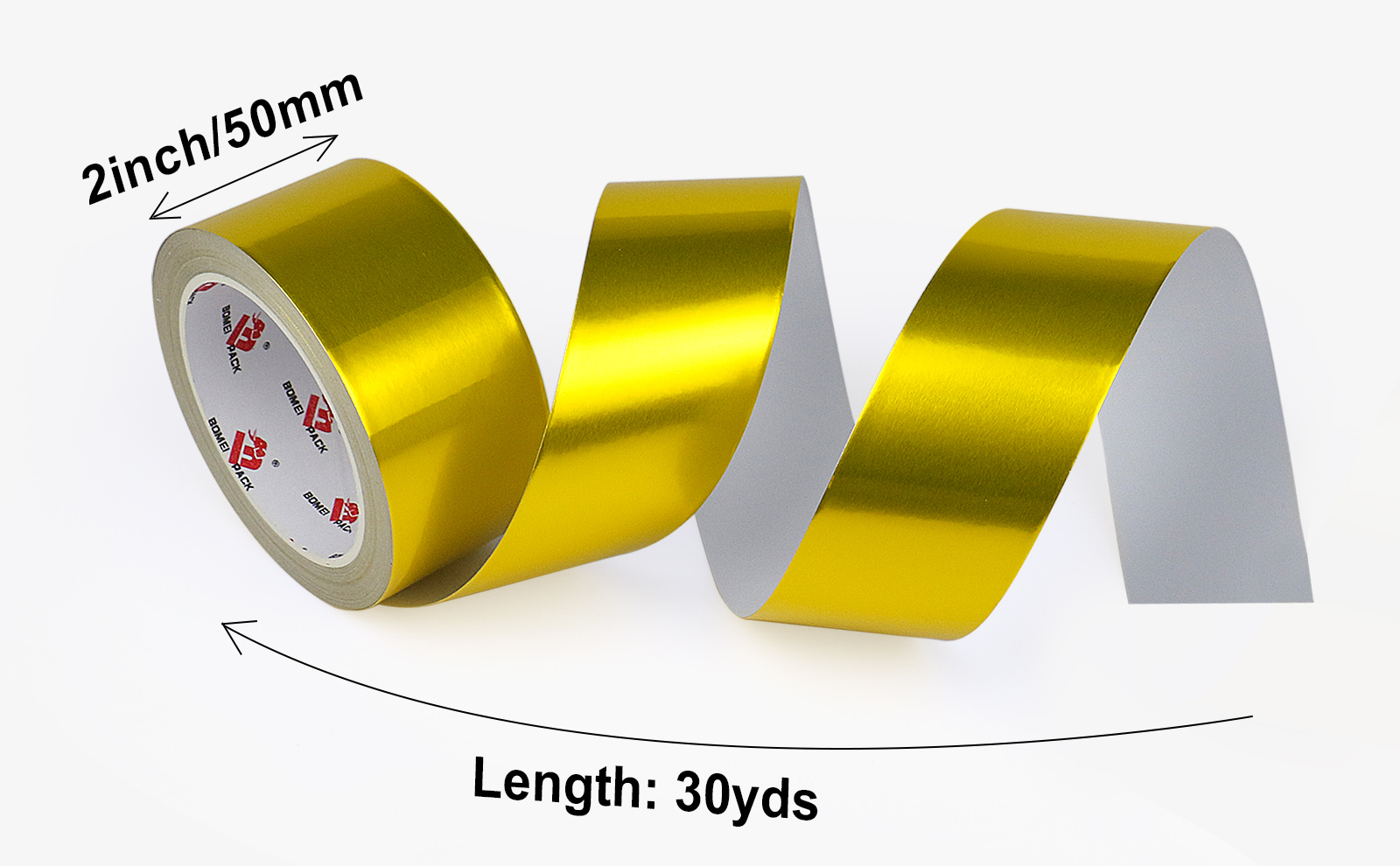 BOMEI PACK Aluminum Foil Tape, Gold, 2 Inch x 90 Feet, Heavy Duty, Waterproof, HVAC & Pipe Sealing