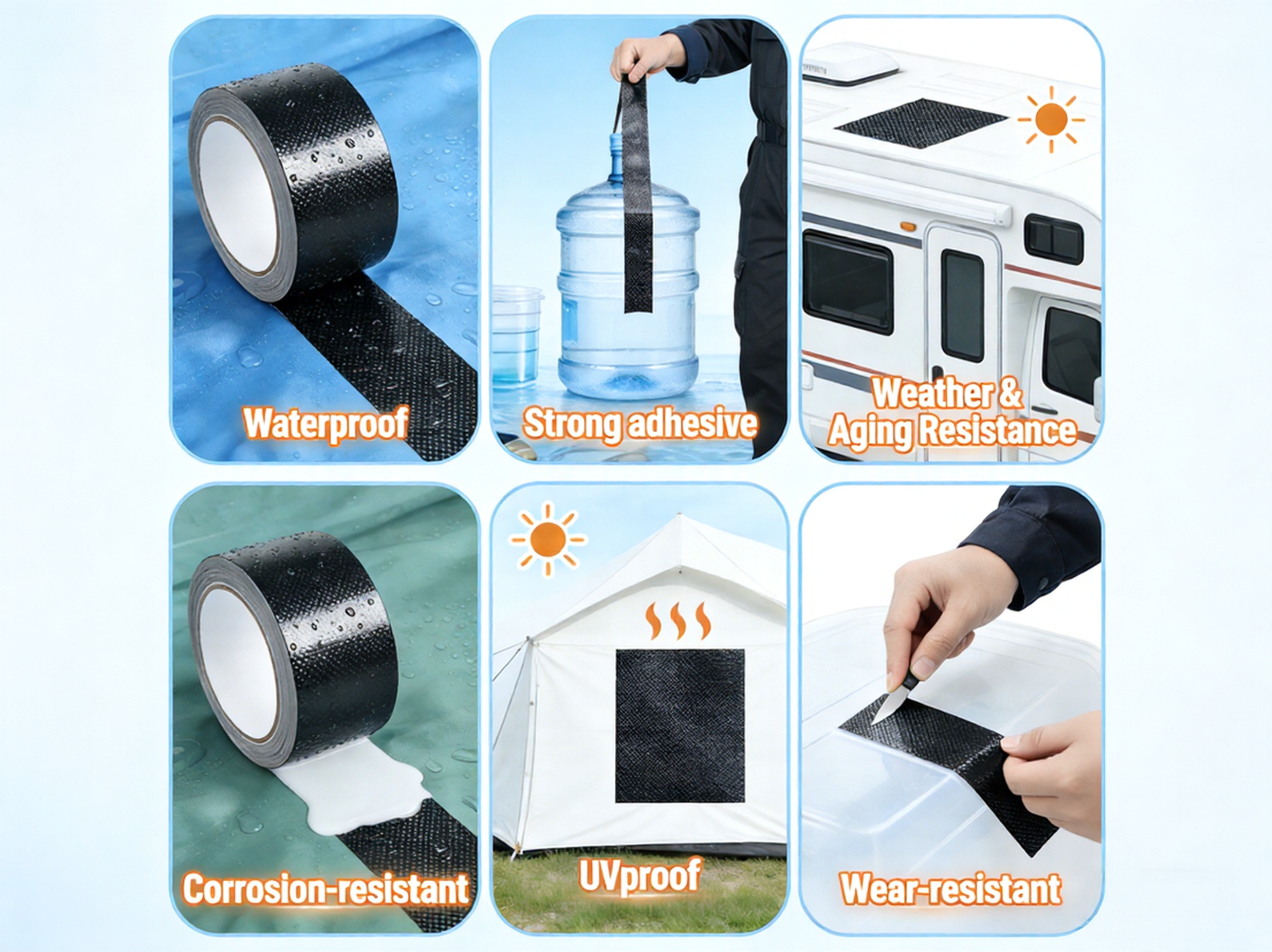Black Waterproof Repair Tape 3 Inch x 30FT