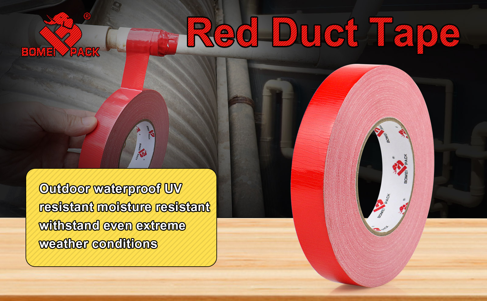 BOMEI PACK Colored Duct Tape,Small Roll,1 inch x 60 Yards,Heavy Duty Waterproof Duct Tape,No Residue,Tear by Hand,9 Mil Industrial Grade StrongTape for Repair,Crafts & Home Improvement (Red)