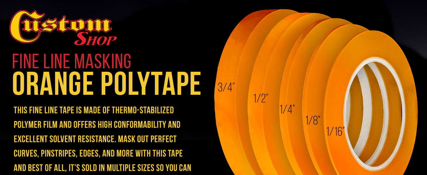 Custom Shop 1/8" Fine Line Tape Polytape Orange Fineline Masking Tape
